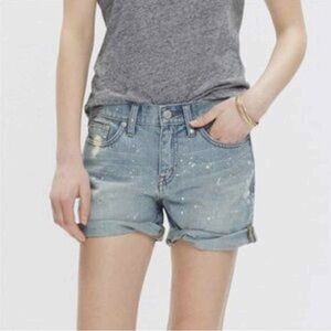 Madewell Ladies Light Wash Paint Splattered Cuffed Shorts Size 26